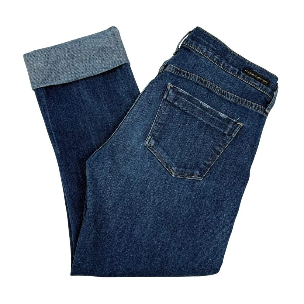Citizens of Humanity Dani Cropped Straight Leg Jeans Cuffed Blue Denim Womens 29